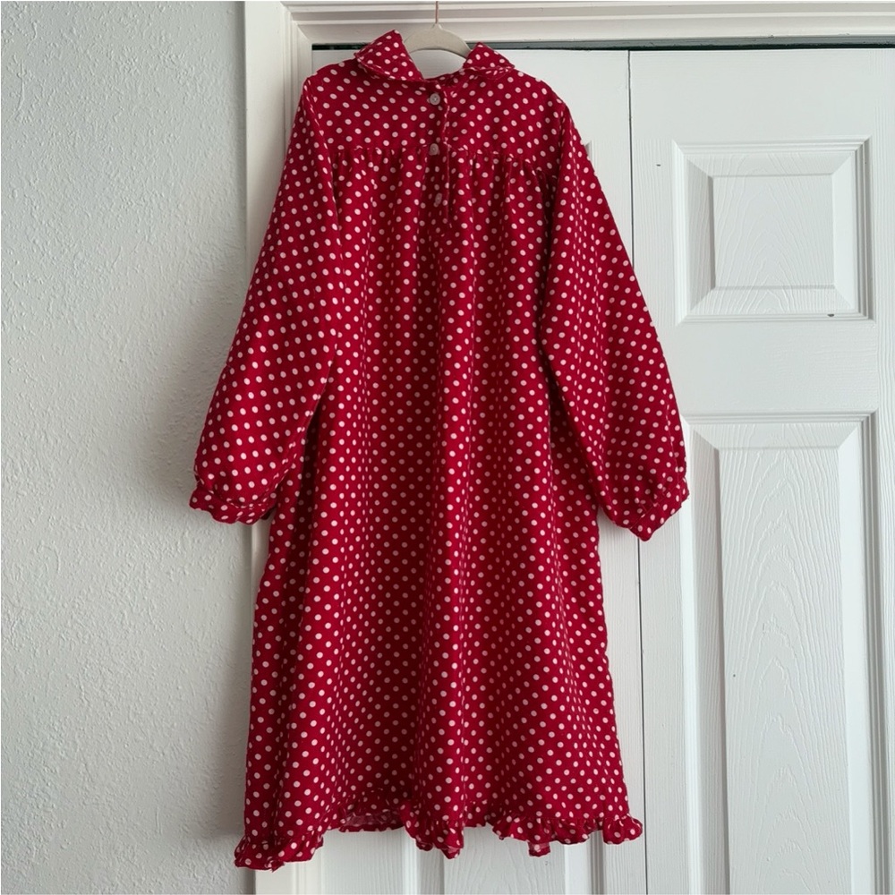 Pottery Barn Kids Red White Polka Dot Flannel Nightgown Dress